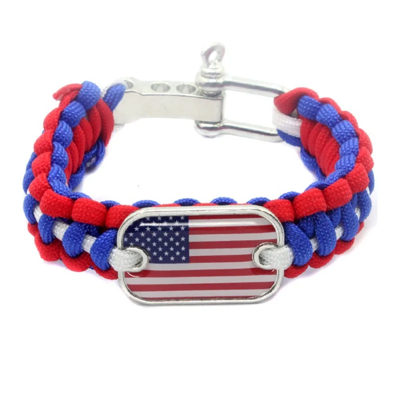 

Soccer Fans Zinc Alloy Hand-Woven Rope Strap 16 Countries Flag Soccer Football Fans Souvenir