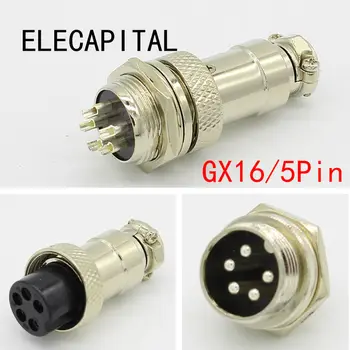 

1set GX16 5 Pin Male & Female Diameter 16mm Wire Panel Connector L73 GX16 Circular Connector Aviation Socket Plug Free Shipping