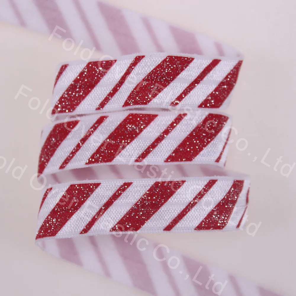 5/8" 15mm christmas glitter red stripes printed fold over elastic #029 white for hair tie, 100yards/lot
5/8" 15mm christmas glitter red stripes printed fold over elastic #029 white for hair tie, 100yards/lot