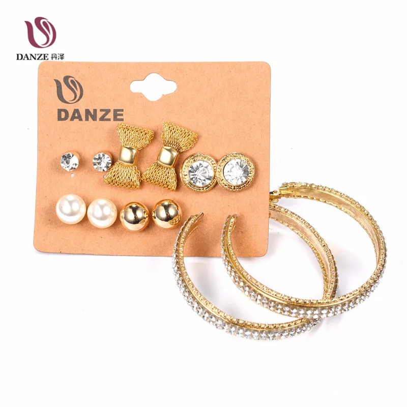 DANZE 6 Pairs/lot Fashion Big Circle 6*6 Cm Crystal Hoop Earrings Sets Women Female Bowknot Small ear studs Party Aros Jewelry
DANZE 6 Pairs/lot Fashion Big Circle 6*6 Cm Crystal Hoop Earrings Sets Women Female Bowknot Small ear studs Party Aros Jewelry