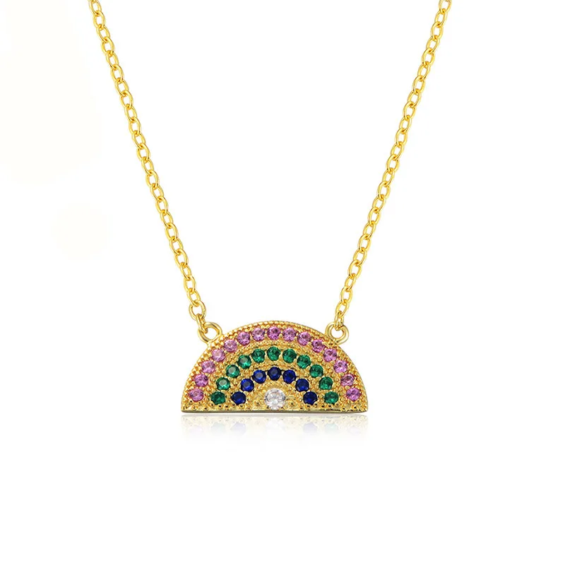 925 sterling silver necklace 18k gold chain rainbow coin watermelon necklace for women girls charm zircon delicate jewelry 2019
925 sterling silver necklace 18k gold chain rainbow coin watermelon necklace for women girls charm zircon delicate jewelry 2019