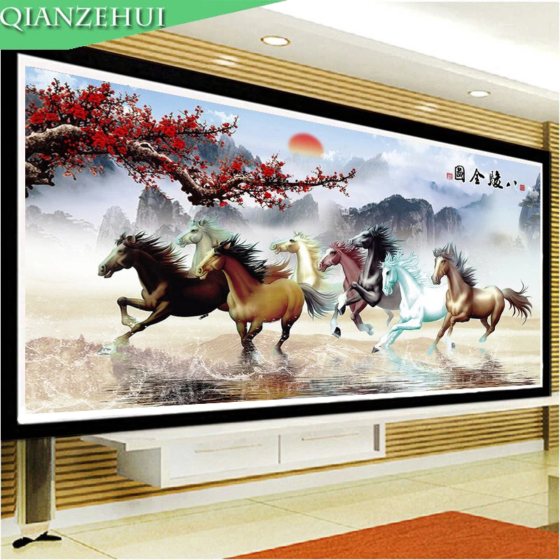 QIANZEHUI,Needlework,DIY Eight horses Cross stitch ,plum Landscape painting full embroidery Cross-stitch ,Wall Home Decro
QIANZEHUI,Needlework,DIY Eight horses Cross stitch ,plum Landscape painting full embroidery Cross-stitch ,Wall Home Decro