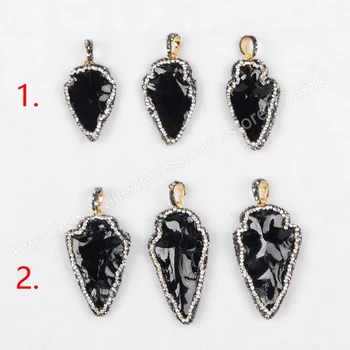 BOROSA 5pcs/lot DruzySmall Or Bigger Size Rough Black Obsidian Arrowhead Pendant Bead Paved Zircon JAB243-2 Drusy jewelry
BOROSA 5pcs/lot DruzySmall Or Bigger Size Rough Black Obsidian Arrowhead Pendant Bead Paved Zircon JAB243-2 Drusy jewelry