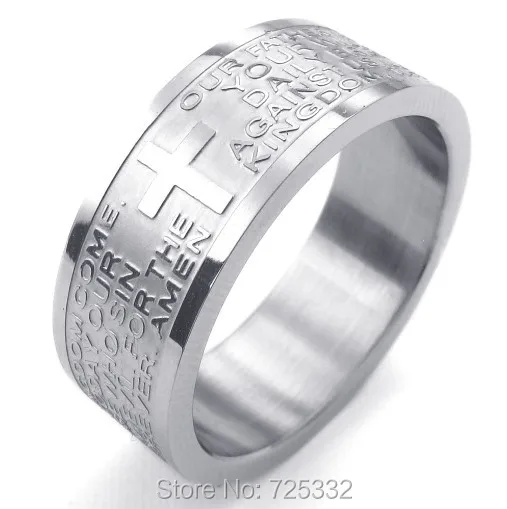 Mens Womens Stainless Steel Ring, English Lord's Prayer Cross 8mm Band Color Silver US Size7 to 15 Drop Shipping
Mens Womens Stainless Steel Ring, English Lord's Prayer Cross 8mm Band Color Silver US Size7 to 15 Drop Shipping