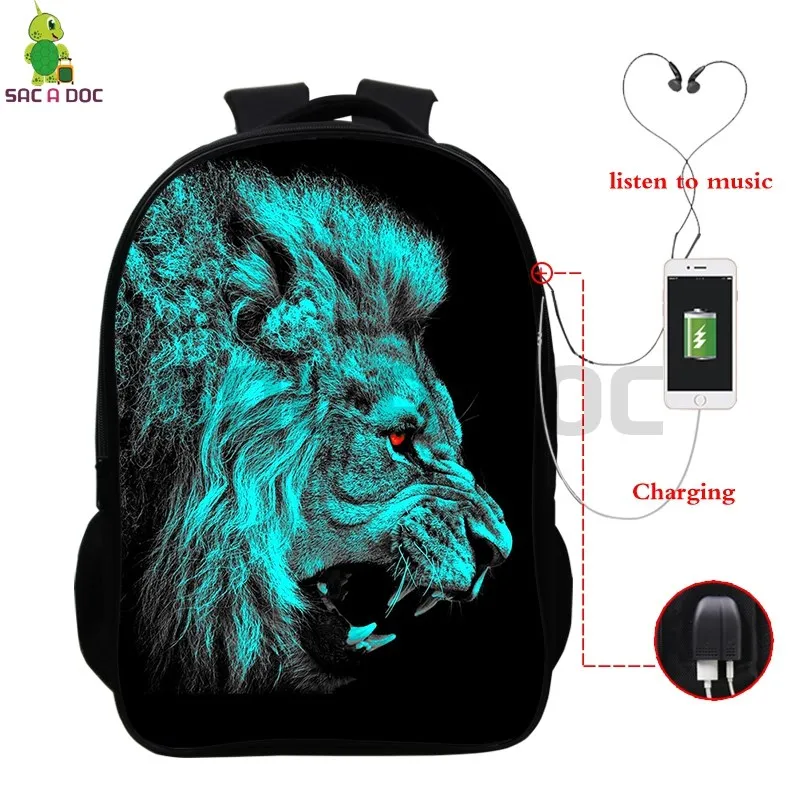 Animal Lion Multifunction Backpack USB Charge Laptop Backpack School Bags for Teenagers Boys Girls Casual Travel Rucksack
Animal Lion Multifunction Backpack USB Charge Laptop Backpack School Bags for Teenagers Boys Girls Casual Travel Rucksack