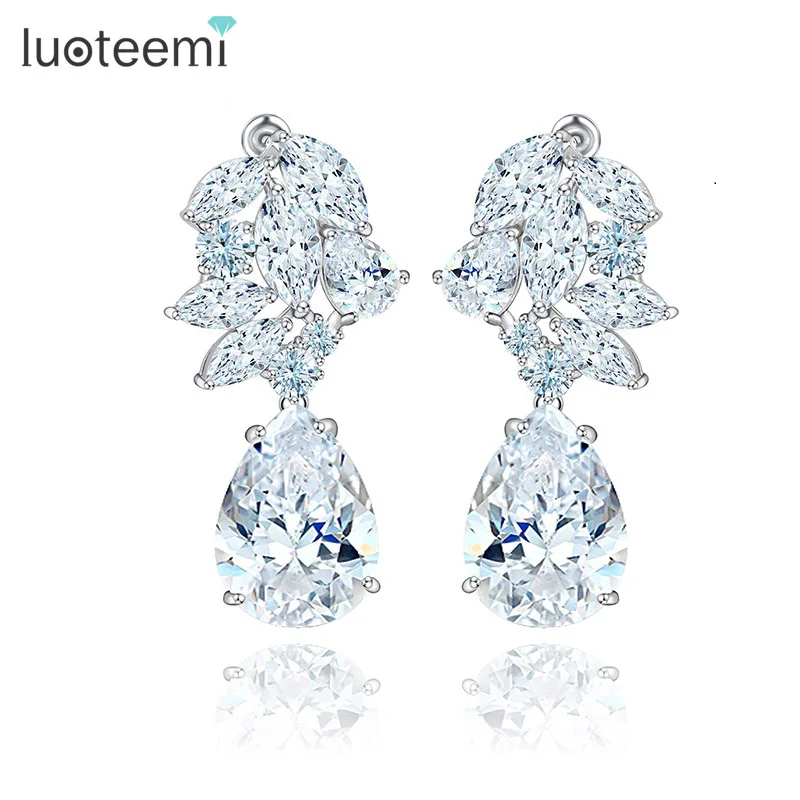LUOTEEMI Latest Design Women Trend Quality Top Grade CZ Crystals New Wedding Jewelry Bridal Waterdrop Earrings White Gold-Color
LUOTEEMI Latest Design Women Trend Quality Top Grade CZ Crystals New Wedding Jewelry Bridal Waterdrop Earrings White Gold-Color