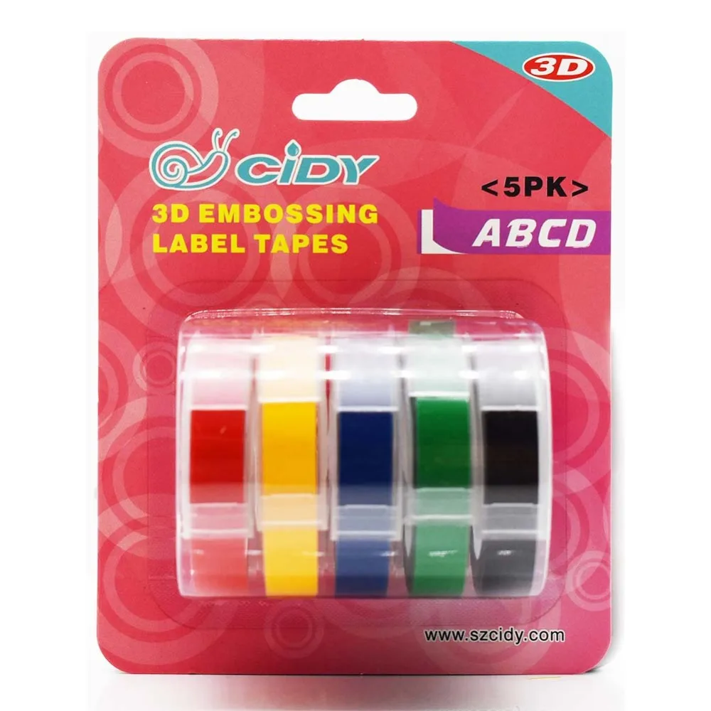 CIDY 5pcs mixed color 9mm Dymo 3D Plastic Embossing Tapes for DYMO 1011 1610 12965 Motex E101 Dymo Organizer Xpress
CIDY 5pcs mixed color 9mm Dymo 3D Plastic Embossing Tapes for DYMO 1011 1610 12965 Motex E101 Dymo Organizer Xpress