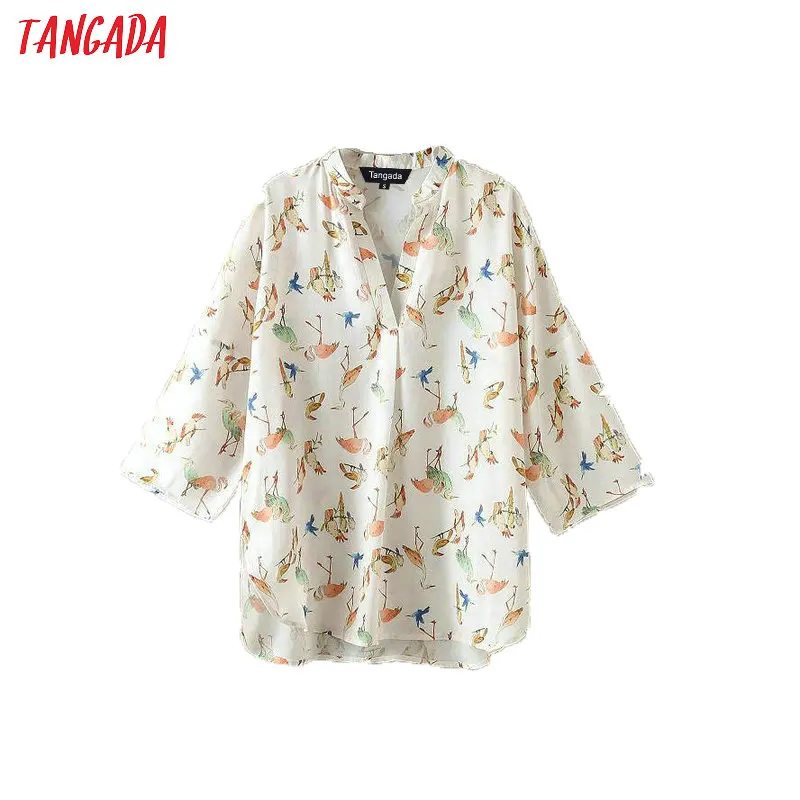 Tangada women blouse summer bird print oversized shirt v neck womens clothing ladies streetwear cozy top BE528
Tangada women blouse summer bird print oversized shirt v neck womens clothing ladies streetwear cozy top BE528