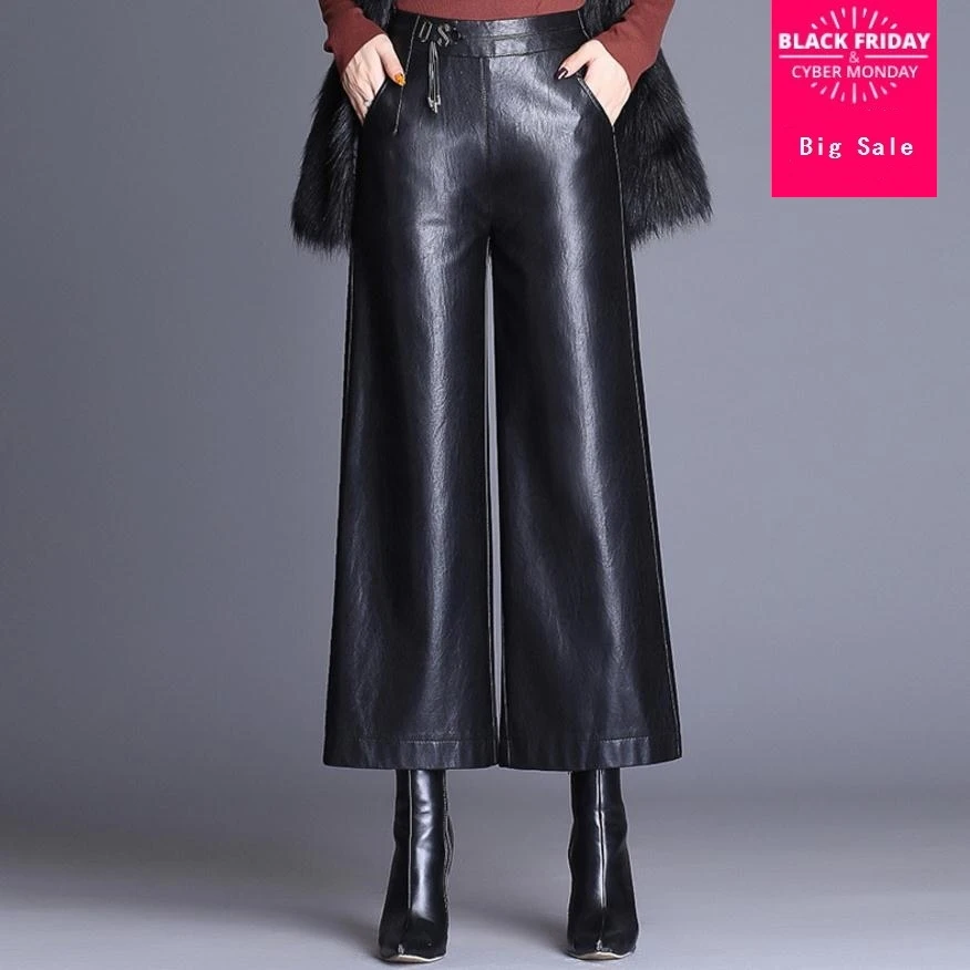S-3XL Ankle-Length wide leg leather pants female 2019 autumn and winter loose high waist leisure pu leather pants wj1371
S-3XL Ankle-Length wide leg leather pants female 2019 autumn and winter loose high waist leisure pu leather pants wj1371
