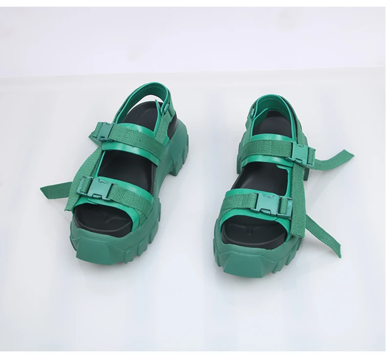 Green Sandals Shoes Woman Summer Footwear