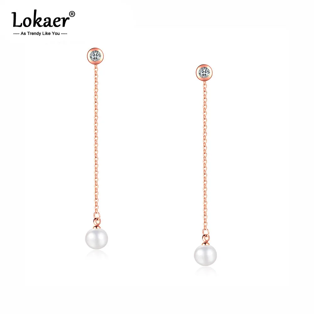 Lokaer Simple Rose Gold Color Simulated Pearl Section Tassel Drop Earrings Stainless Steel Long Line Dangle Earrings E19155
Lokaer Simple Rose Gold Color Simulated Pearl Section Tassel Drop Earrings Stainless Steel Long Line Dangle Earrings E19155