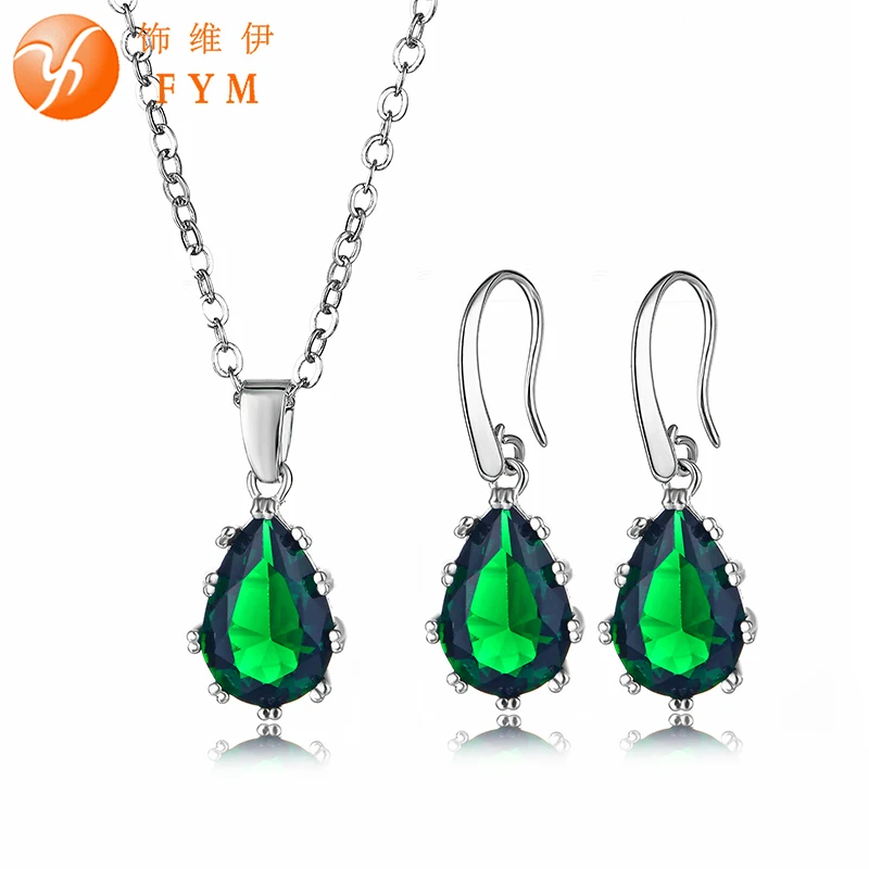 FYM Brand Green Cubic Zirconia Bridal Jewelry Sets For Women Silver Color Necklaces Earrings Multicolor Jewelry Sets FYMJS0157
FYM Brand Green Cubic Zirconia Bridal Jewelry Sets For Women Silver Color Necklaces Earrings Multicolor Jewelry Sets FYMJS0157