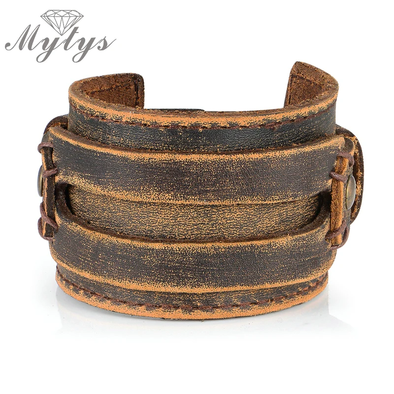 Mytys Leather Cuff Bracelet for Men Fashion Retro Brow Leather Bangles Man Double Wide Jewelry Unisex Jewelry B1025
Mytys Leather Cuff Bracelet for Men Fashion Retro Brow Leather Bangles Man Double Wide Jewelry Unisex Jewelry B1025