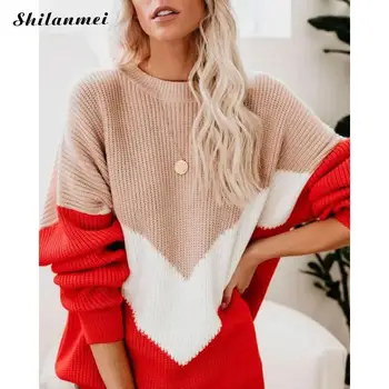 2019 Autumn Sweater Pullover Women O Neck Long Sleeve Sweater Elegant Pullove Knitted Patchwork Casual Loose Sweater Pull Femme
2019 Autumn Sweater Pullover Women O Neck Long Sleeve Sweater Elegant Pullove Knitted Patchwork Casual Loose Sweater Pull Femme