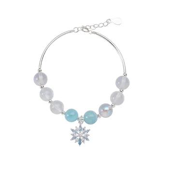 Moonstone Snowfake Bracelet S925 Pure Silver Original Hand-made Bracelet Sweet Silver Jewelry Bracelet Women with Box 
Moonstone Snowfake Bracelet S925 Pure Silver Original Hand-made Bracelet Sweet Silver Jewelry Bracelet Women with Box