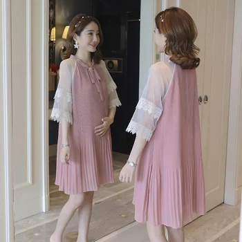 2019 summer new loose large size chiffon pleated pregnant dress Korean fashion lace stitching pregnancy skirt
2019 summer new loose large size chiffon pleated pregnant dress Korean fashion lace stitching pregnancy skirt