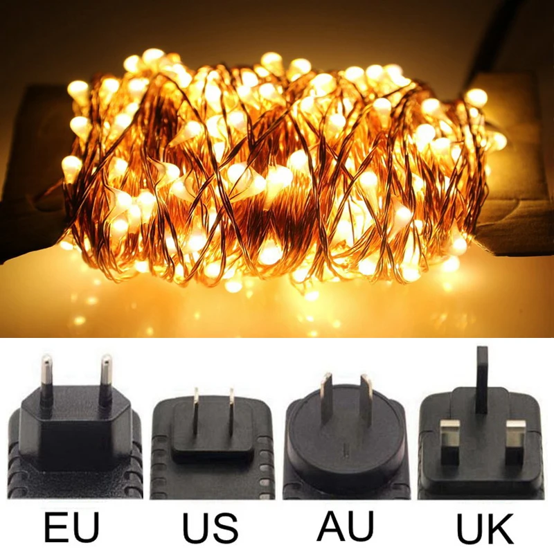 DC12V 10M/20M/30M/50M LED String Fairy Lights Silver Copper Wire Outdoor Christmas Holiday Decoration Lights With Power Adapter
DC12V 10M/20M/30M/50M LED String Fairy Lights Silver Copper Wire Outdoor Christmas Holiday Decoration Lights With Power Adapter