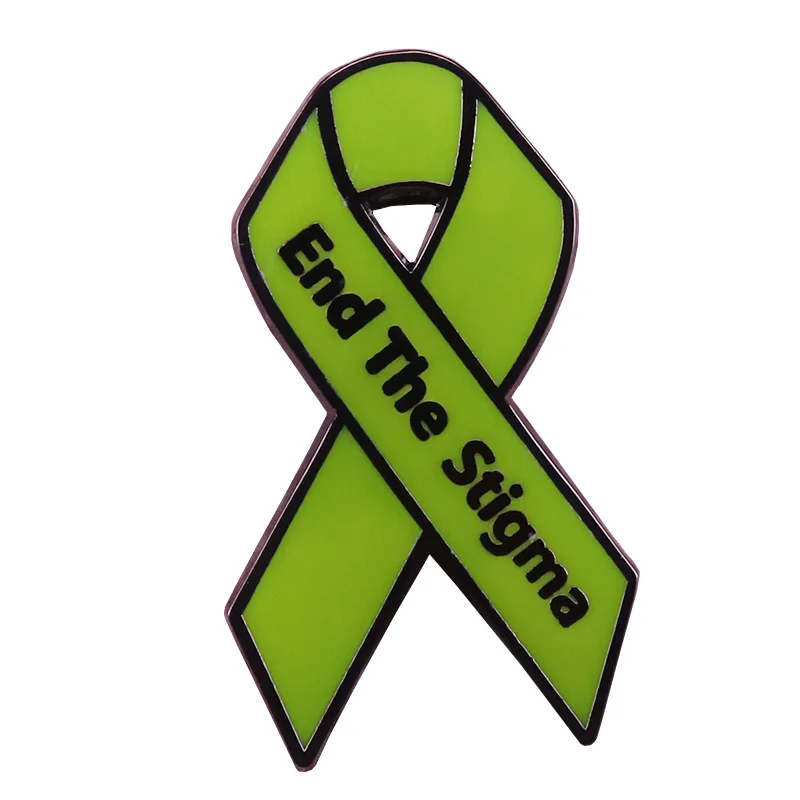 Значок с зелёной лентой и надписью End the stigma | Украшения аксессуары