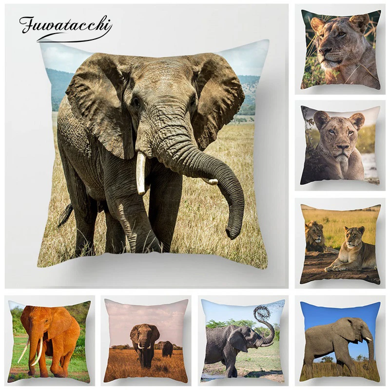 Fuwatacchi Elephant Lion Cushion Cover Wild Animals Pillowcases Grassland Decorative Cushion Covers for Home Chair Sofa 45*45cm
Fuwatacchi Elephant Lion Cushion Cover Wild Animals Pillowcases Grassland Decorative Cushion Covers for Home Chair Sofa 45*45cm