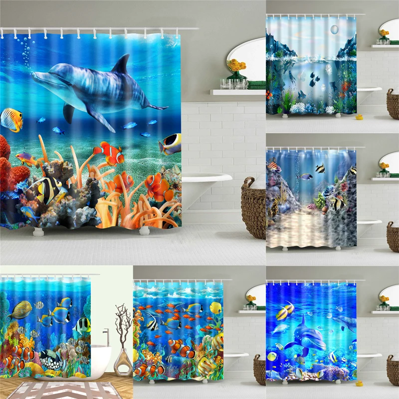 Modern Shower Curtain Underwater World Sea Style Waterproof Polyester Curtain For Bathroom Shower Room With Hooks
Modern Shower Curtain Underwater World Sea Style Waterproof Polyester Curtain For Bathroom Shower Room With Hooks
