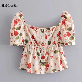 SheMujerSky Strawberry Print Blouse Women Square Collar Short Sleeve Summer Shirts 2019 Woman Tops Summer
SheMujerSky Strawberry Print Blouse Women Square Collar Short Sleeve Summer Shirts 2019 Woman Tops Summer