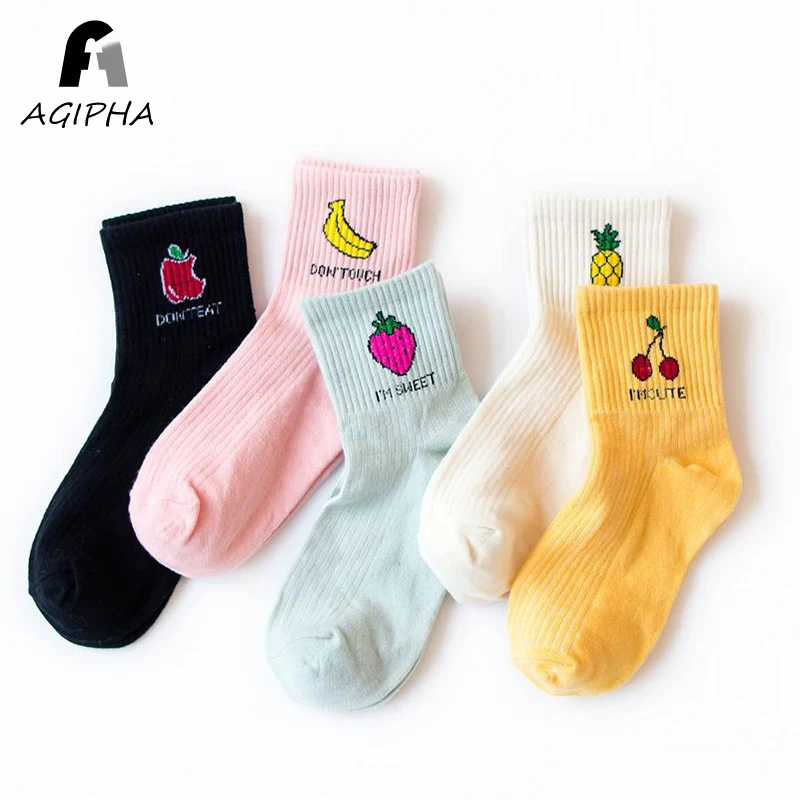 5 Pairs/lot Women Cute Fruit Socks Cotton Casual Solid Color Crew Socks Female Short Black Calcetines Mujer
5 Pairs/lot Women Cute Fruit Socks Cotton Casual Solid Color Crew Socks Female Short Black Calcetines Mujer
