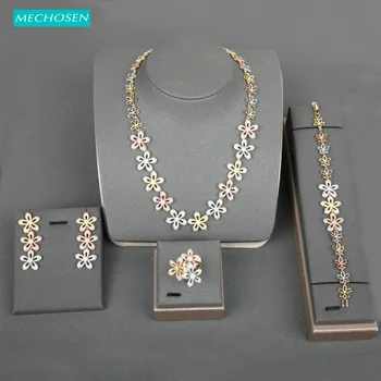 MECHOSEN Delicate Luxury Flower Shape Full Shiny Zircon Jewelry Set For Bride Wedding Ring Necklace Earrings Bracelet Sets Gifts
MECHOSEN Delicate Luxury Flower Shape Full Shiny Zircon Jewelry Set For Bride Wedding Ring Necklace Earrings Bracelet Sets Gifts