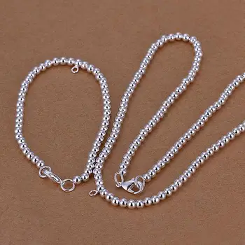 Silver 925 Jewelry Set 4mm Buddha Beads Chain Bracelet Necklace 2 pcs Bridal Wedding Party Costume Jewellery Set Bijoux Gifts
Silver 925 Jewelry Set 4mm Buddha Beads Chain Bracelet Necklace 2 pcs Bridal Wedding Party Costume Jewellery Set Bijoux Gifts
