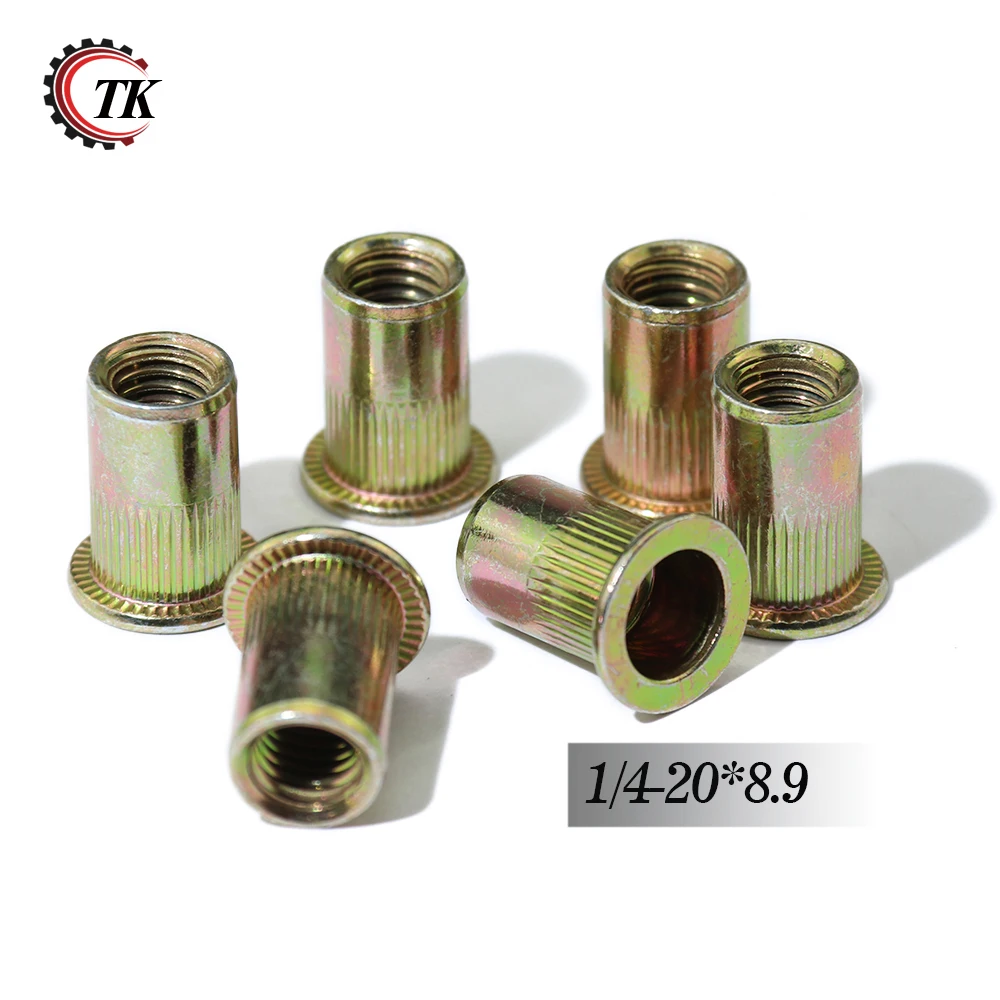 20PCS imperial 1/4-20*8.9 Rivet Nut Carbon Steel Flat Head Threaded Insert Nut Set Nuts Insert Reveting Multi Size Collocation
20PCS imperial 1/4-20*8.9 Rivet Nut Carbon Steel Flat Head Threaded Insert Nut Set Nuts Insert Reveting Multi Size Collocation