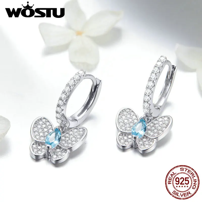 WOSTU Genuine 100% 925 Sterling Silver Dazzling Blue Butterfly Cute Drop Earrings For Women Party Silver Jewelry Gift FIE513
WOSTU Genuine 100% 925 Sterling Silver Dazzling Blue Butterfly Cute Drop Earrings For Women Party Silver Jewelry Gift FIE513