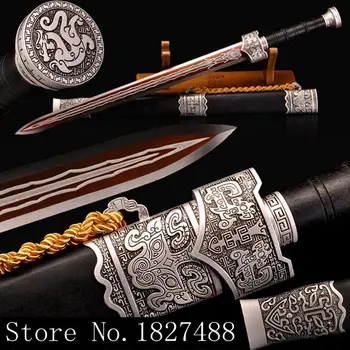 Boutique Handmade Chinese Sword High Manganese Steel Sharp Blade Han TANG Battle Jian/ Ebony Wood Saya
Boutique Handmade Chinese Sword High Manganese Steel Sharp Blade Han TANG Battle Jian/ Ebony Wood Saya
