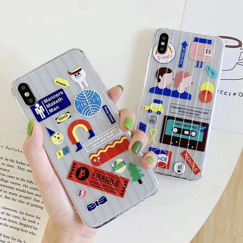 For iPhone 7 8 Plus XS Max XR Case Luggage clear Suitcase Phone Case For iPhone 7 Plus X 6 Plus Cartoon Label Pattern Soft Cover
For iPhone 7 8 Plus XS Max XR Case Luggage clear Suitcase Phone Case For iPhone 7 Plus X 6 Plus Cartoon Label Pattern Soft Cover
