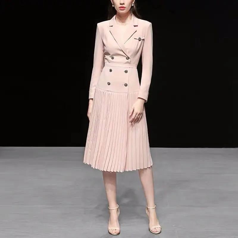 Spring women's 2019 new British style retro Slim mid-length coat waist pleated thin section over the knee coat
Spring women's 2019 new British style retro Slim mid-length coat waist pleated thin section over the knee coat