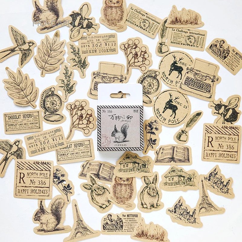 46Pcs/box European Vintage Sticker Scrapbooking Animal/plant/building Kraft Paper DIY Decorative Adhesive Label Journal Supplies
46Pcs/box European Vintage Sticker Scrapbooking Animal/plant/building Kraft Paper DIY Decorative Adhesive Label Journal Supplies