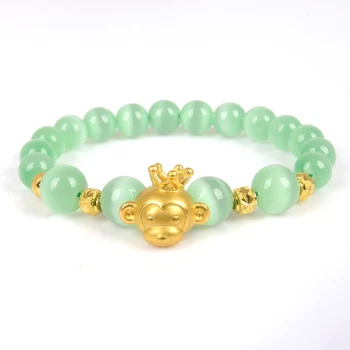 Pure 24K Yellow Gold Bracelet Woman's Man Luck Zodiac Monkey Bead Green Cat'eye Stone Bracelet 6.3inchL Luck Link Chain 1.5-2g
Pure 24K Yellow Gold Bracelet Woman's Man Luck Zodiac Monkey Bead Green Cat'eye Stone Bracelet 6.3inchL Luck Link Chain 1.5-2g