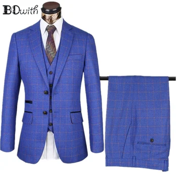 High Quality Plain Blue Wedding Men Suit Notched Collar Two Button 3 PCs Jacket+Pants+Vest for Wedding Groom Tuxedos Formal Suit
High Quality Plain Blue Wedding Men Suit Notched Collar Two Button 3 PCs Jacket+Pants+Vest for Wedding Groom Tuxedos Formal Suit