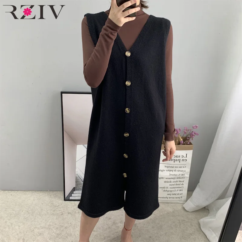 RZIV Autumn and winter women's dress casual solid color V-neck sleeveless knit dress Vestidos
RZIV Autumn and winter women's dress casual solid color V-neck sleeveless knit dress Vestidos