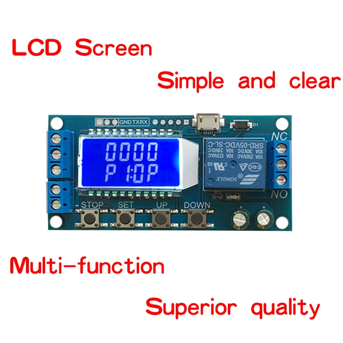 Micro USB Digital LCD Display Time Delay Relay Module DC 6-30V Control Multifunction Timer Switch Trigger Cycle Module Board
Micro USB Digital LCD Display Time Delay Relay Module DC 6-30V Control Multifunction Timer Switch Trigger Cycle Module Board