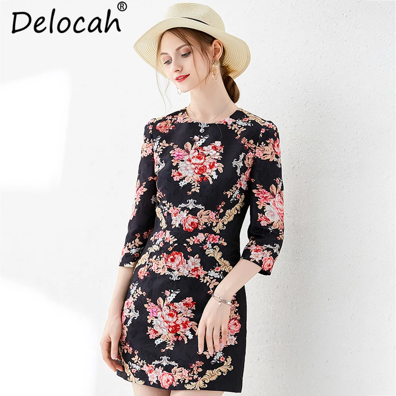 Delocah New Women Autumn Dress Runway Fashion 3/4 Sleeve Floral Printed Beading Back Zipper Elegant Vintage Party Mini Dresses
Delocah New Women Autumn Dress Runway Fashion 3/4 Sleeve Floral Printed Beading Back Zipper Elegant Vintage Party Mini Dresses
