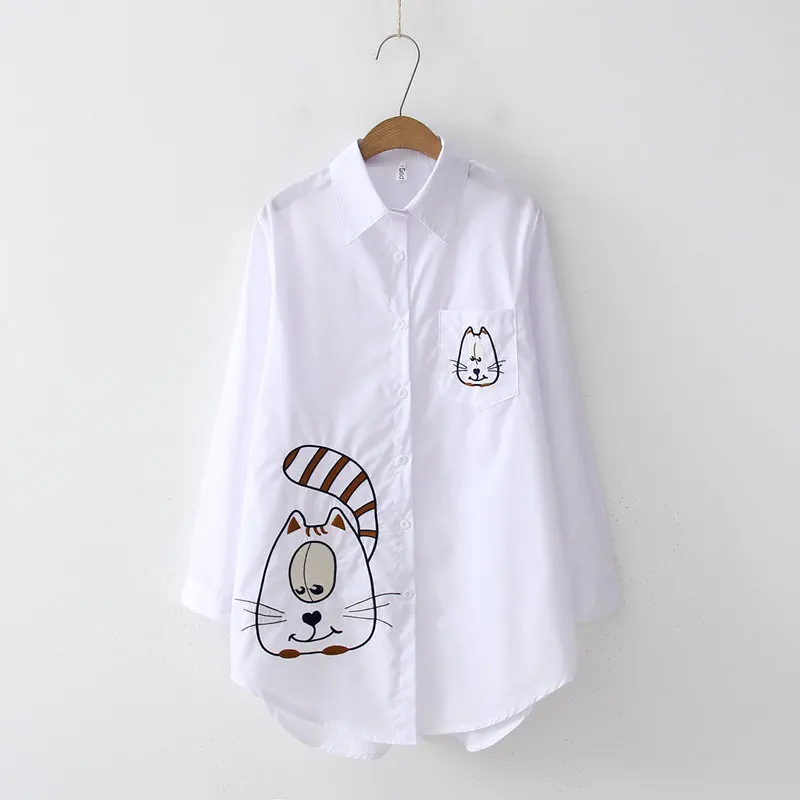 New Fashion Women School Shirt White Blue Tops Ladies Long Blouses Long Sleeve Shirt Female Office Top Cat Embroidery Blouse
New Fashion Women School Shirt White Blue Tops Ladies Long Blouses Long Sleeve Shirt Female Office Top Cat Embroidery Blouse