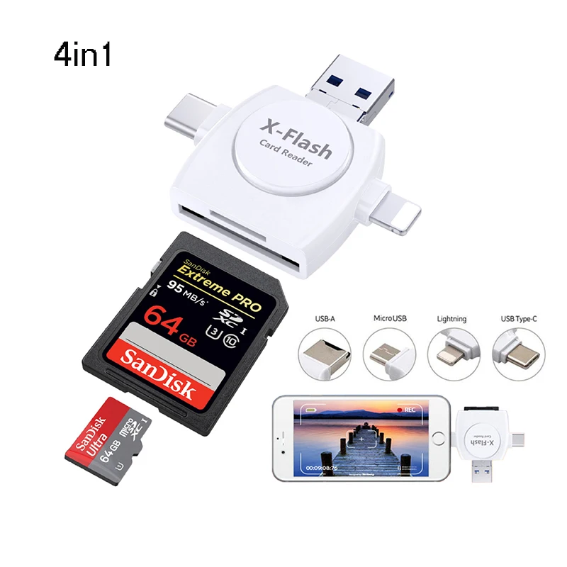 4in1 Card Reader ZJ01 OTG Type C Phone Adapter For Lightning XS MAX 8PLUS 7 7PLUS 6 5S SD TF Card Reader For Android for SAMSUNG
4in1 Card Reader ZJ01 OTG Type C Phone Adapter For Lightning XS MAX 8PLUS 7 7PLUS 6 5S SD TF Card Reader For Android for SAMSUNG