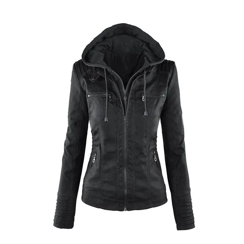 LITTHING Spring Autumn Women Motorcycle Jacket PU Jacket Black Outerwear PU Coat Streetwear Women Faux Leather Jacket Hooded
LITTHING Spring Autumn Women Motorcycle Jacket PU Jacket Black Outerwear PU Coat Streetwear Women Faux Leather Jacket Hooded
