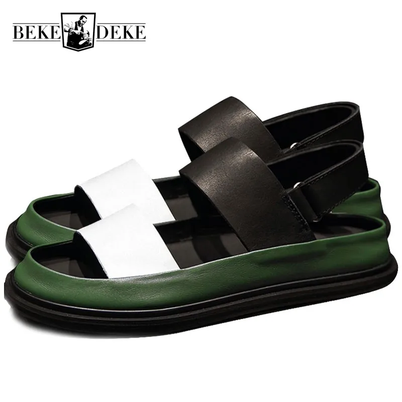 European Style Men Sandals Summer Soft Outsole Open-toed Natural Leather Gladiator Sandals Men Mixed Color Thick Platform Slides
European Style Men Sandals Summer Soft Outsole Open-toed Natural Leather Gladiator Sandals Men Mixed Color Thick Platform Slides