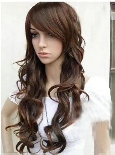 HOT sell Free Shipping >>&gt24"/60cm hot! New Sexy Long natural brown Hair Wig |