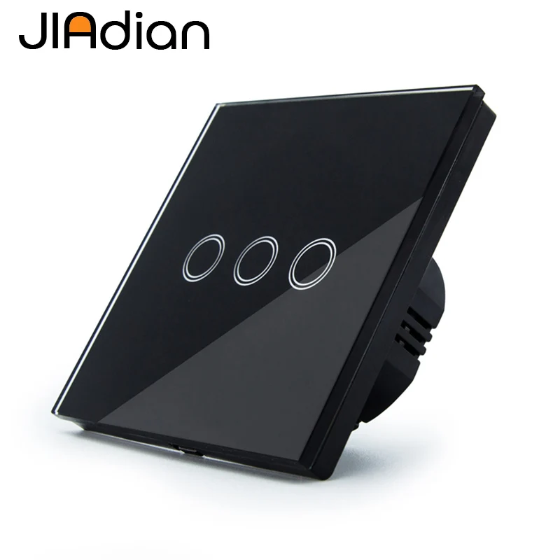 JIADIAN EU Standard Switch Wall Light Sensor Black Touch Switch Luxury White Crystal Glass, 3 Gang 1 Way Switch
JIADIAN EU Standard Switch Wall Light Sensor Black Touch Switch Luxury White Crystal Glass, 3 Gang 1 Way Switch