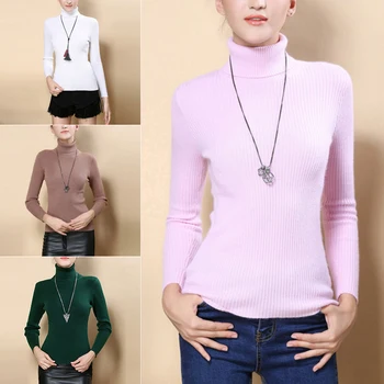 New 1PC High Quality Knitted Cashmere Warm Wool Sweater Fashion Women Autumn Turtleneck Pullover Sweater Tight Solid Color
New 1PC High Quality Knitted Cashmere Warm Wool Sweater Fashion Women Autumn Turtleneck Pullover Sweater Tight Solid Color
