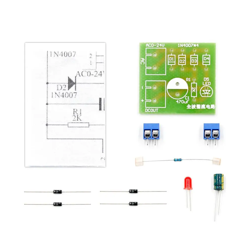 AC to DC 1N4007 Bridge Rectifier Converter Full Wave Rectifier Diy Kit Electronic PCB Board Module
AC to DC 1N4007 Bridge Rectifier Converter Full Wave Rectifier Diy Kit Electronic PCB Board Module