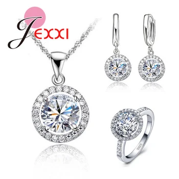 Top Quality Exquisite Women Wedding Necklace Earring Ring Jewelry Set 925 Sterling Silver Zircon Crystal Jewelry
Top Quality Exquisite Women Wedding Necklace Earring Ring Jewelry Set 925 Sterling Silver Zircon Crystal Jewelry