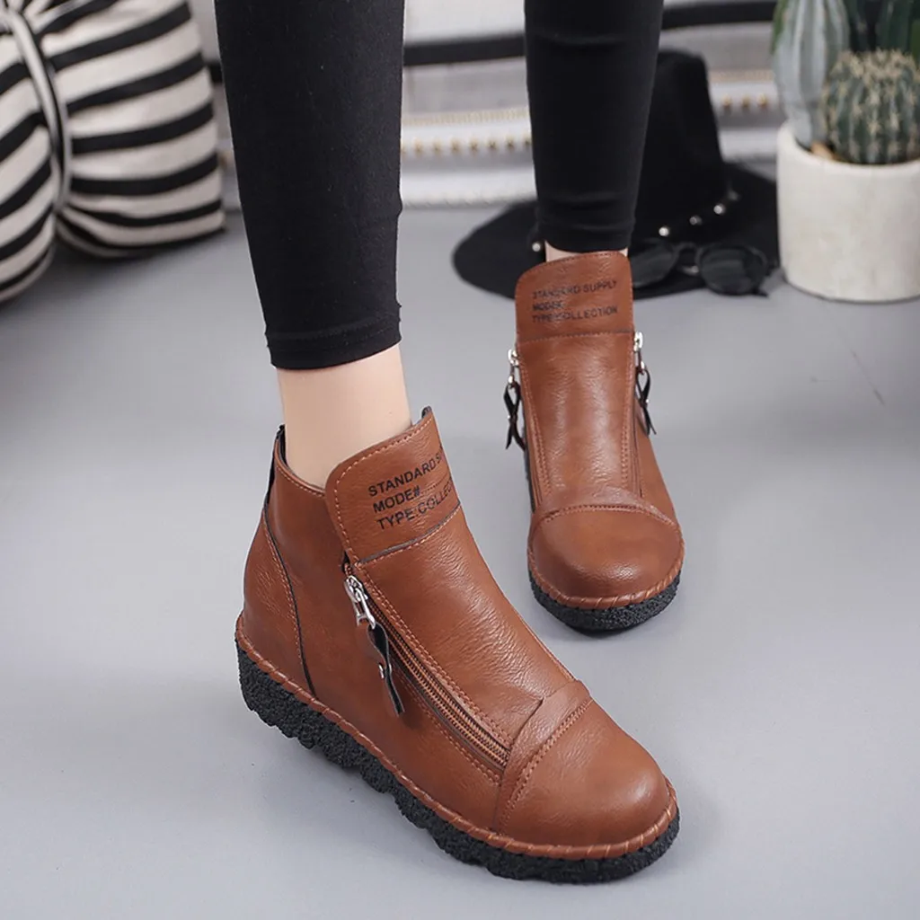 Women's Ankle Zipper Increase Vintage PU Leather Shoes for Women British Style Round Toe Caramel Short Boots Shoes
Women's Ankle Zipper Increase Vintage PU Leather Shoes for Women British Style Round Toe Caramel Short Boots Shoes
