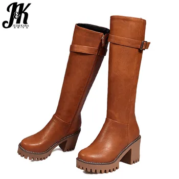 JK Knee High Women Boots Round Toe Zip Footwear Warm Thick High Heels Female Boots Platform Buckle Shoes Woman 2018 Winter New
JK Knee High Women Boots Round Toe Zip Footwear Warm Thick High Heels Female Boots Platform Buckle Shoes Woman 2018 Winter New